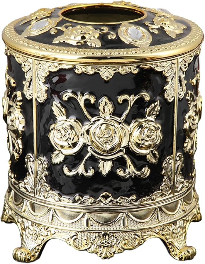 صندوق مناديل زخرفي مطلي باللون الأسود لتنظيم طاولة المطبخ وغرفة المعيشة - Image 1